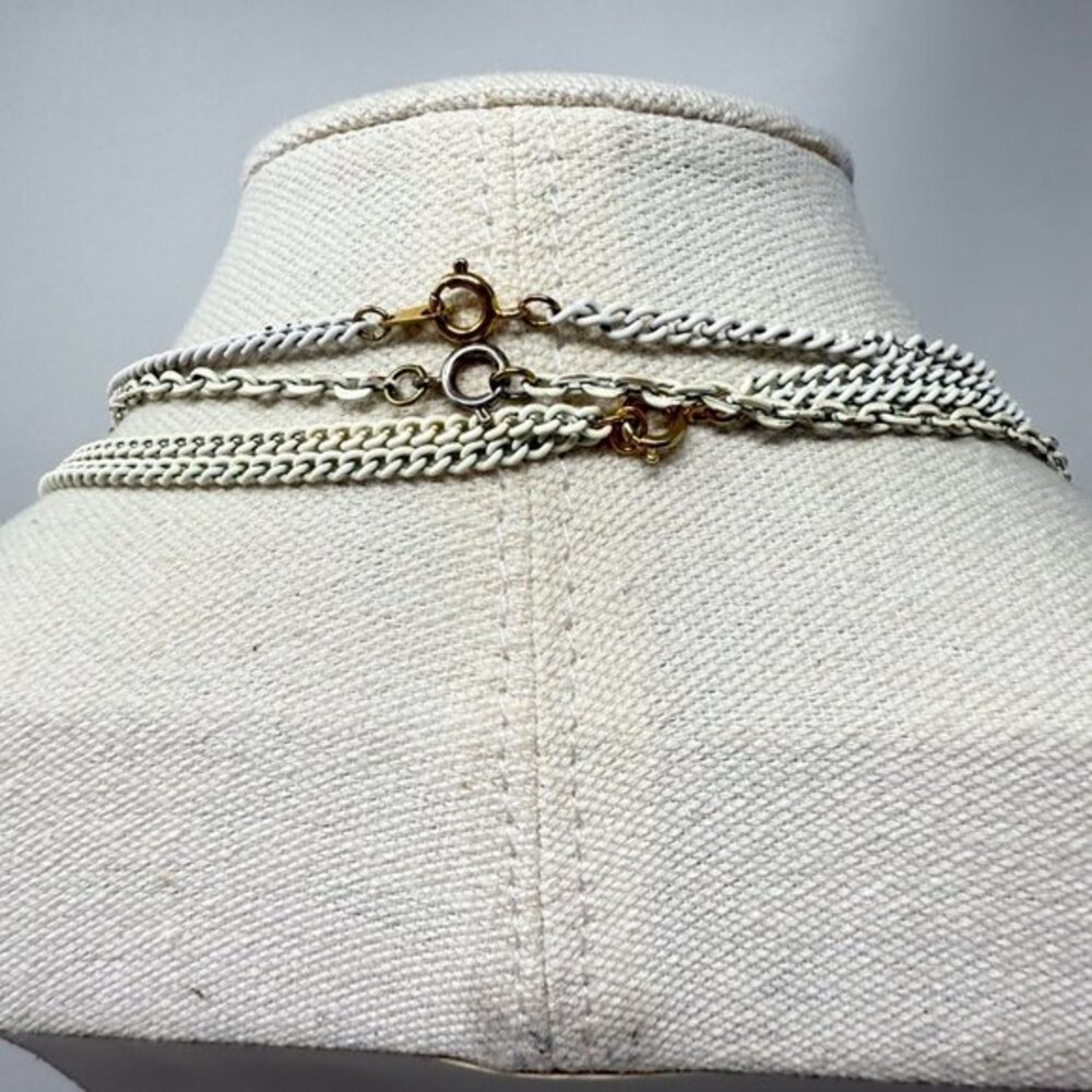 Vintage Chain Set of 3 Necklaces Korea White Gold-Tone Long‎ Length Minimal - Picture 4 of 9